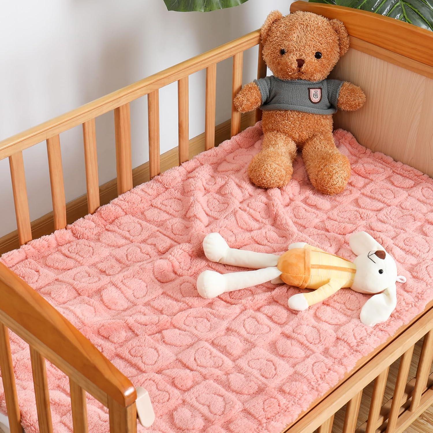 Manta para Bebé Excervent 3D Cuadrillé Rosa 76x102 cm