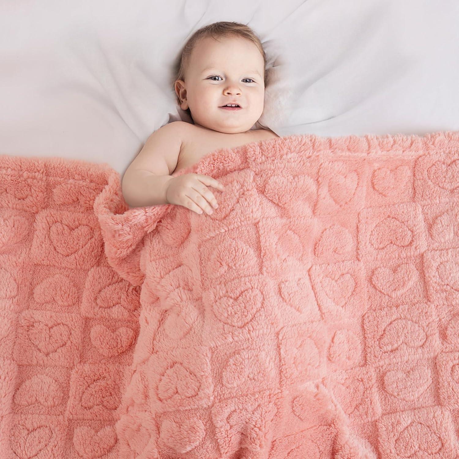 Manta para Bebé Excervent 3D Cuadrillé Rosa 76x102 cm