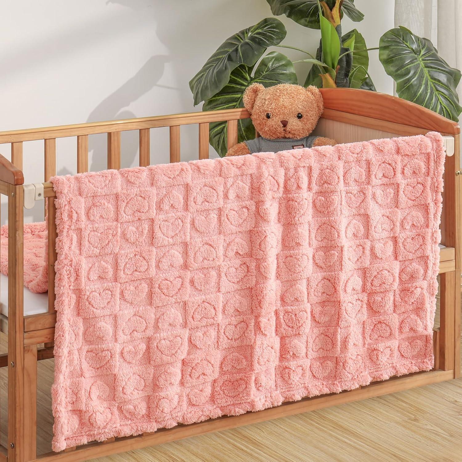 Manta para Bebé Excervent 3D Cuadrillé Rosa 76x102 cm