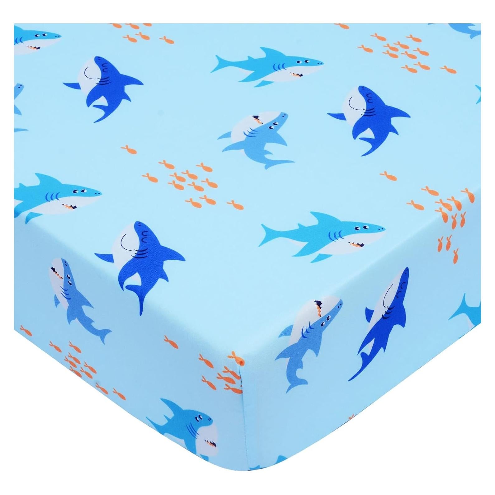 Sábana Ajustada para Cuna UOMNY Tiburones 132x71 cm Microfibra