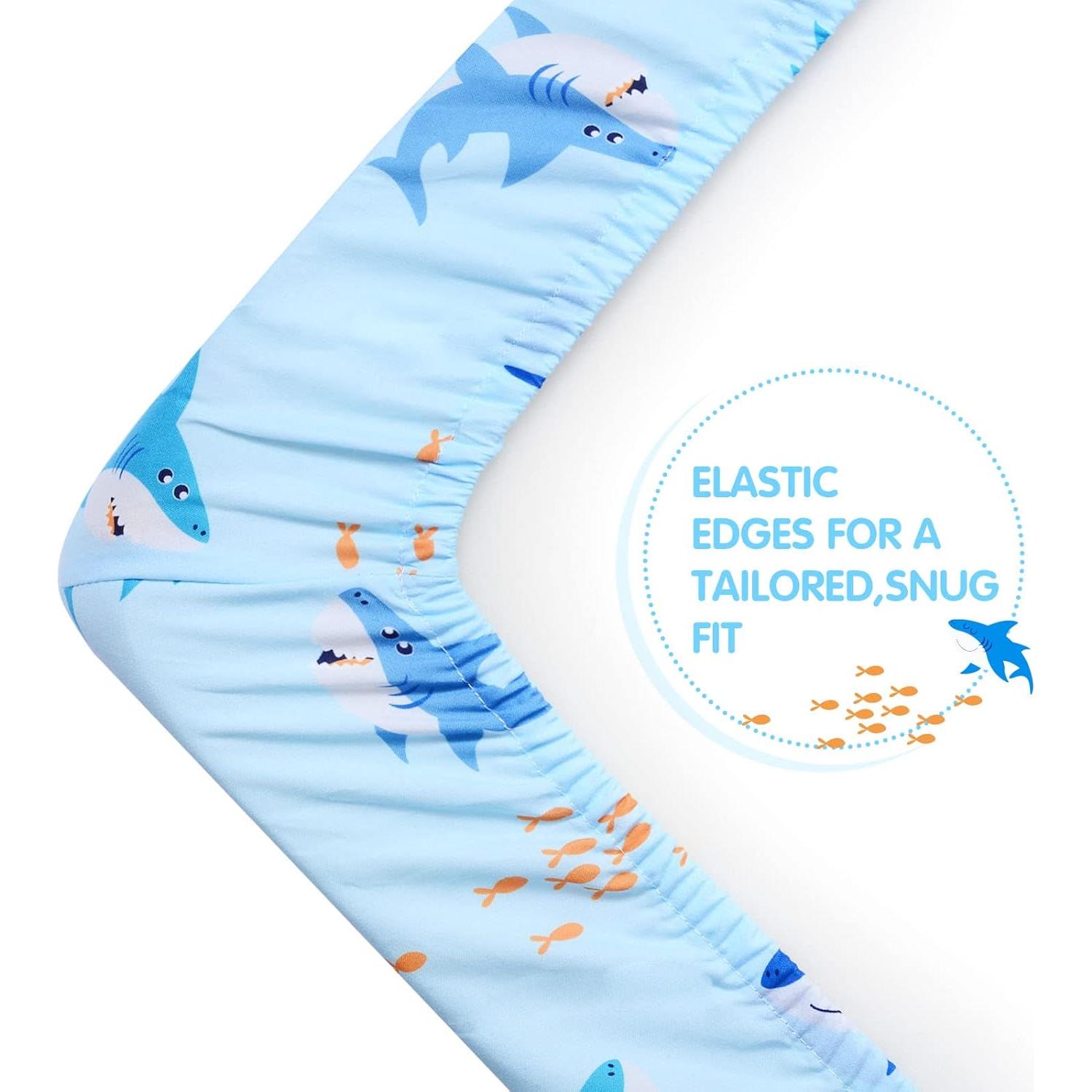 Sábana Ajustada para Cuna UOMNY Tiburones 132x71 cm Microfibra