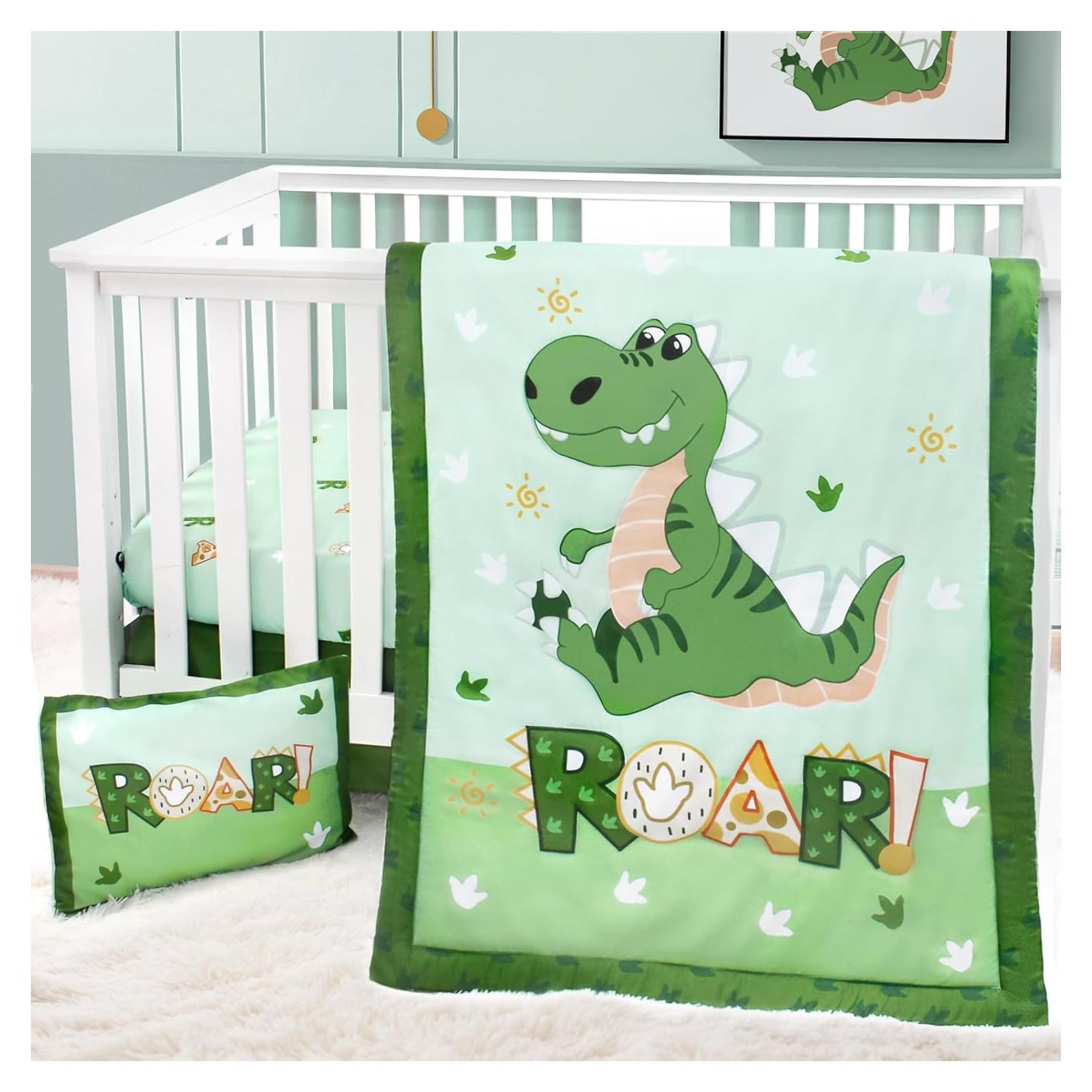 Juego de Ropa de Cuna Cloele Dinosaurio Verde 4 Piezas