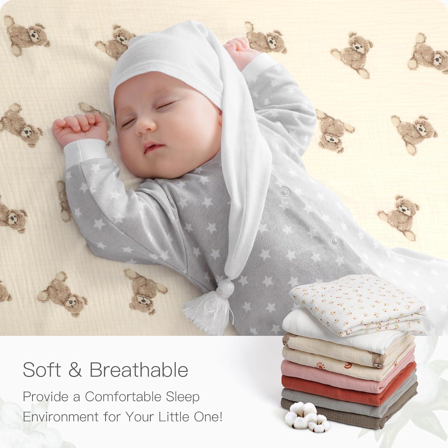 Sábanas de Cuna Knirose 100% Algodón Muselina 132x71 cm