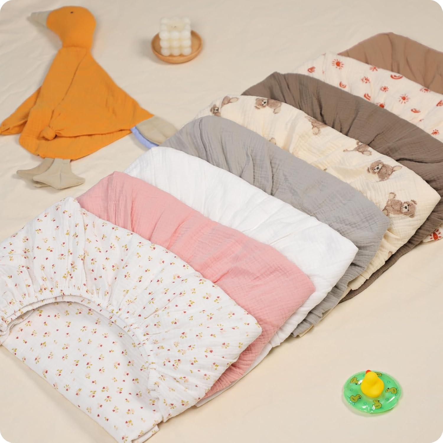 Sábanas de Cuna Knirose 100% Algodón Muselina 132x71 cm