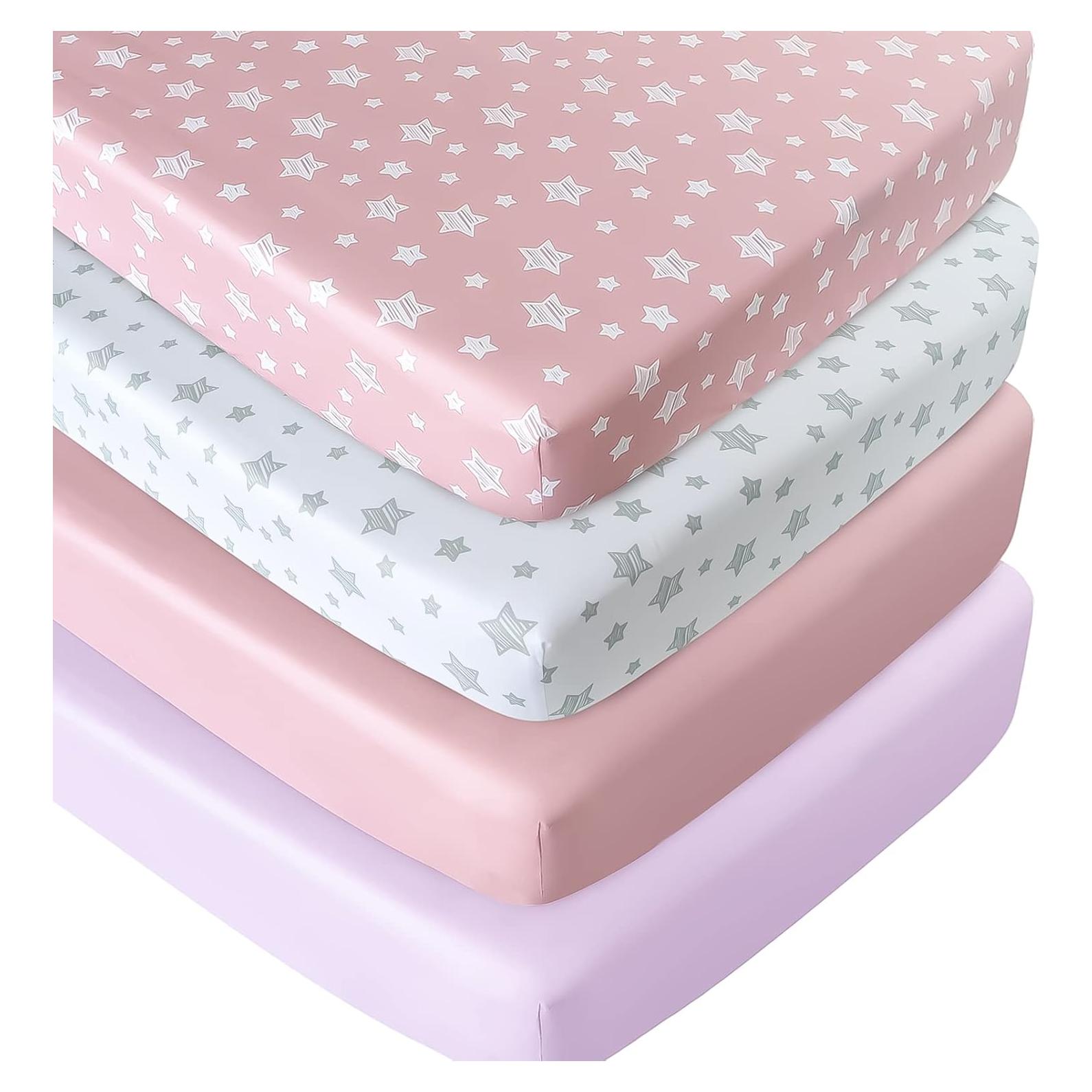 Sábanas Ajustadas para Cuna Moonsea 4 Piezas Rosa 132x71cm