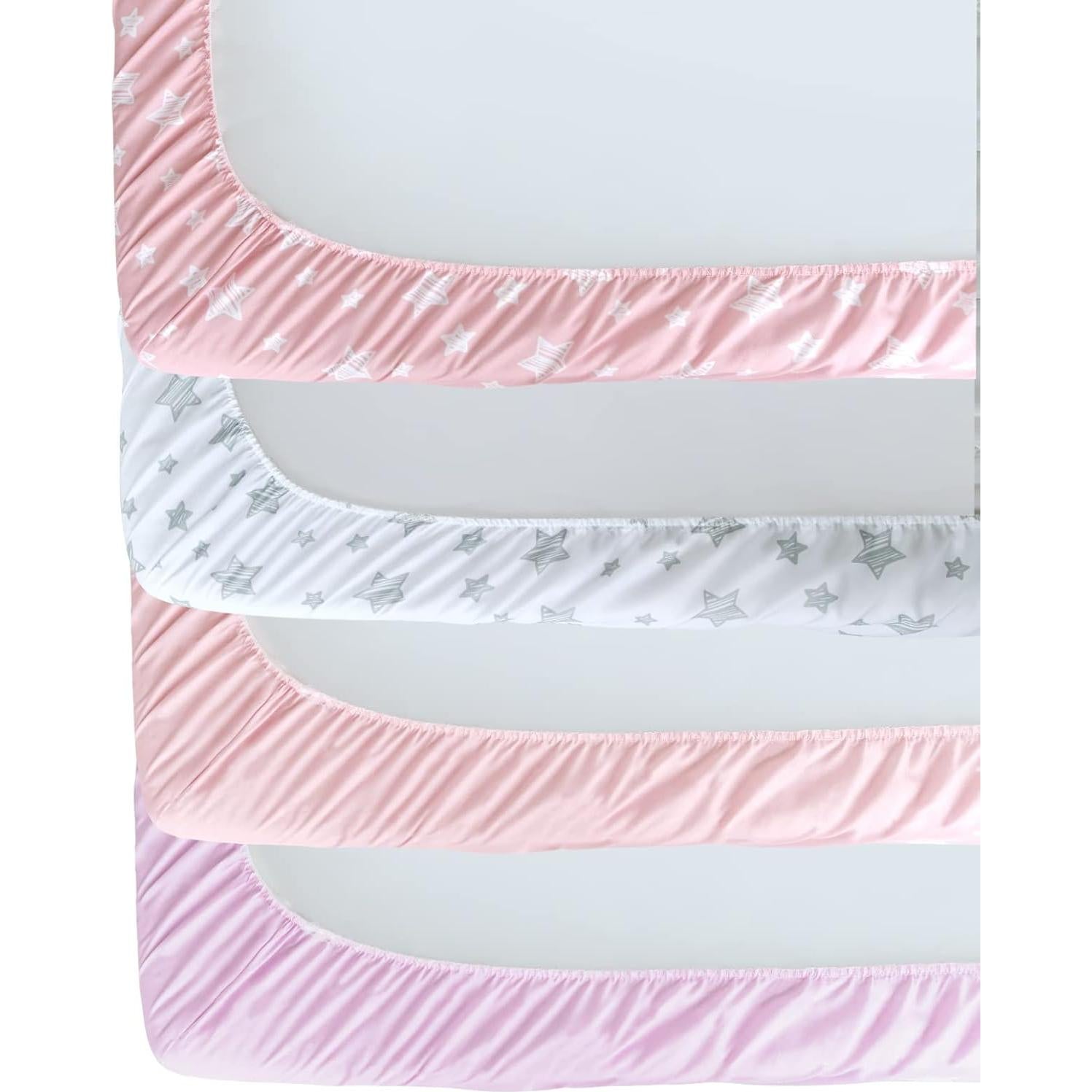 Sábanas Ajustadas para Cuna Moonsea 4 Piezas Rosa 132x71cm