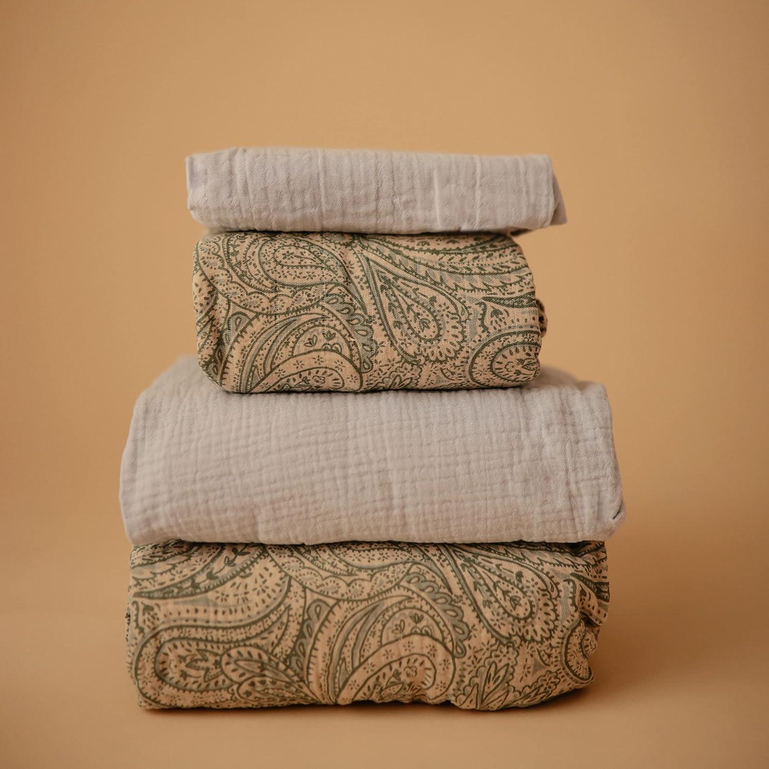 Sábana Ajustable de Muselina Mushie para Cuna Mini 96.5x61cm