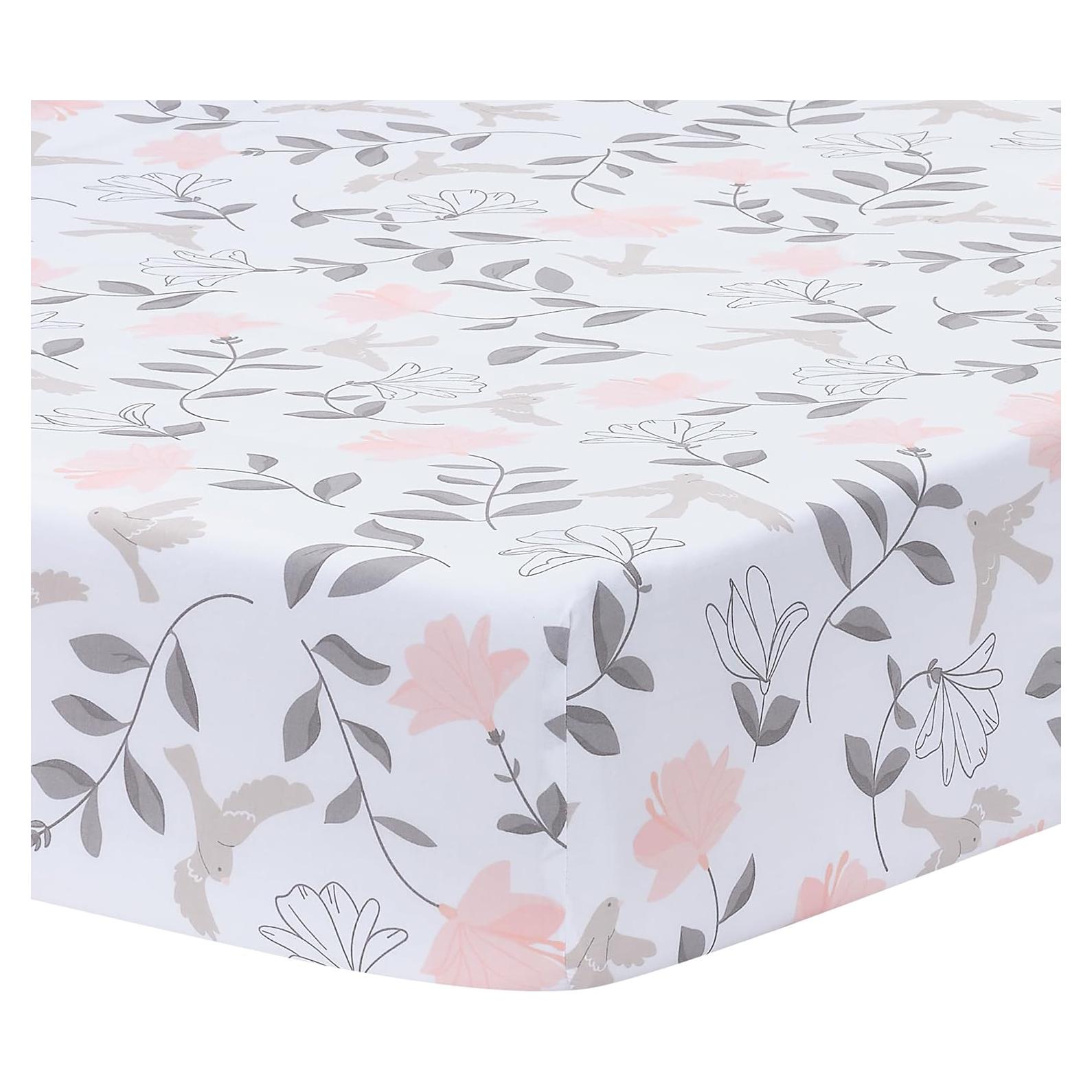 Sábana Ajustable Cuna Lambs & Ivy 100% Algodón Floral