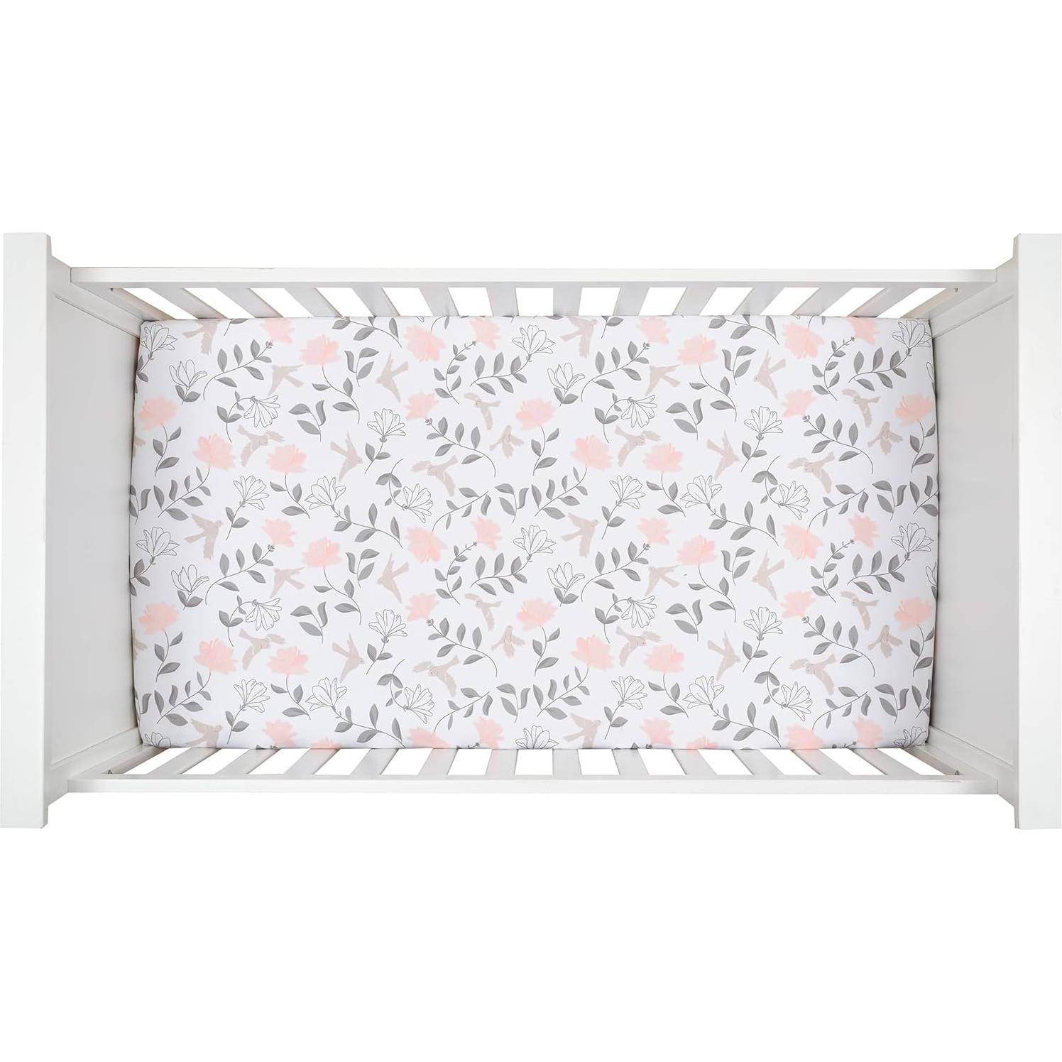 Sábana Ajustable Cuna Lambs & Ivy 100% Algodón Floral