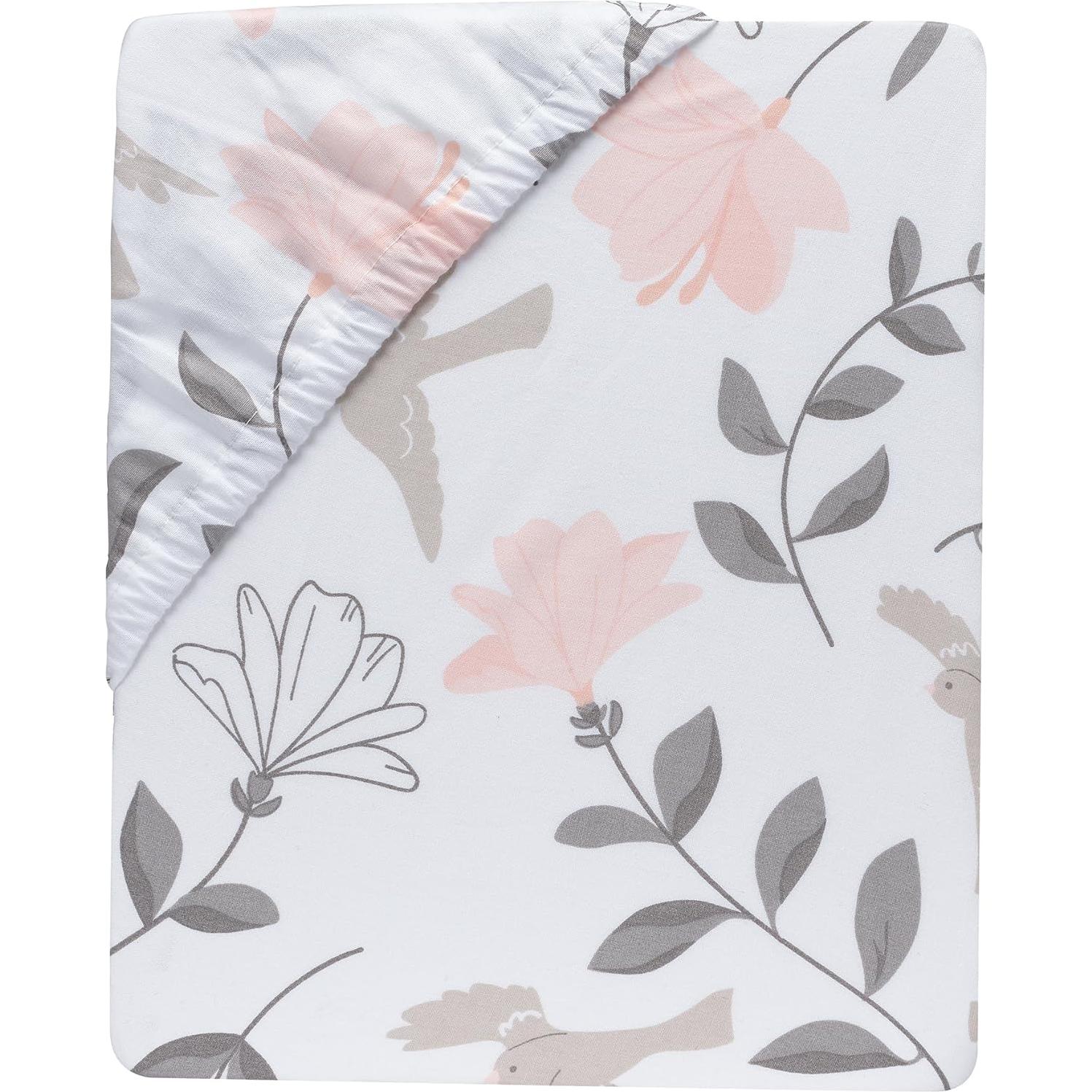 Sábana Ajustable Cuna Lambs & Ivy 100% Algodón Floral