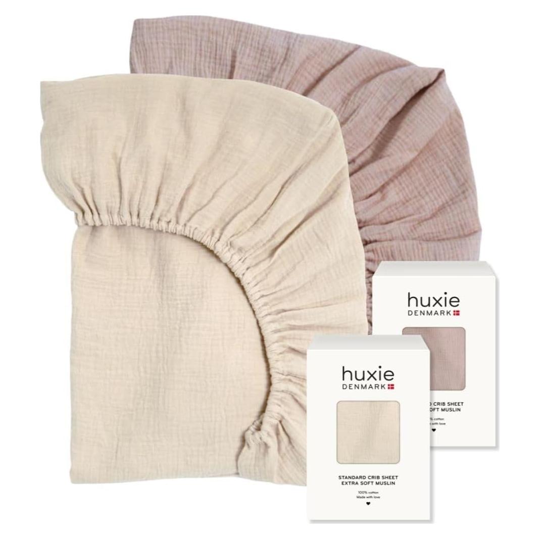 Sábanas para Cuna Huxie 100% Algodón Orgánico 28x52 cm - 2 Piezas