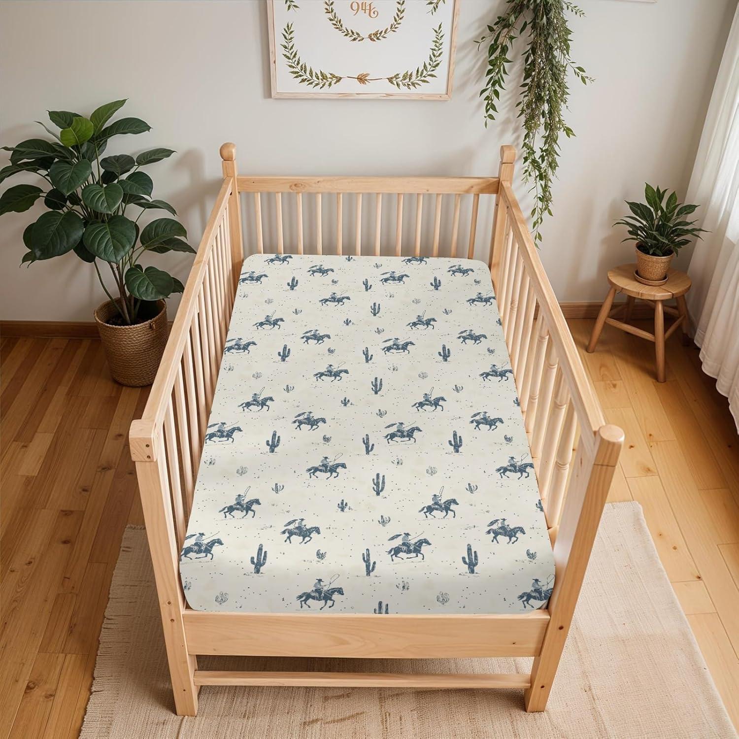 Sábanas de Cuna ZoUbqchY 132x71cm Suaves con Estampado Cowboy