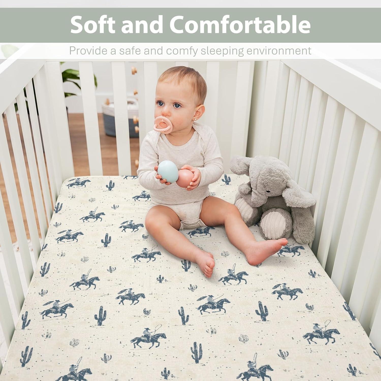 Sábanas de Cuna ZoUbqchY 132x71cm Suaves con Estampado Cowboy