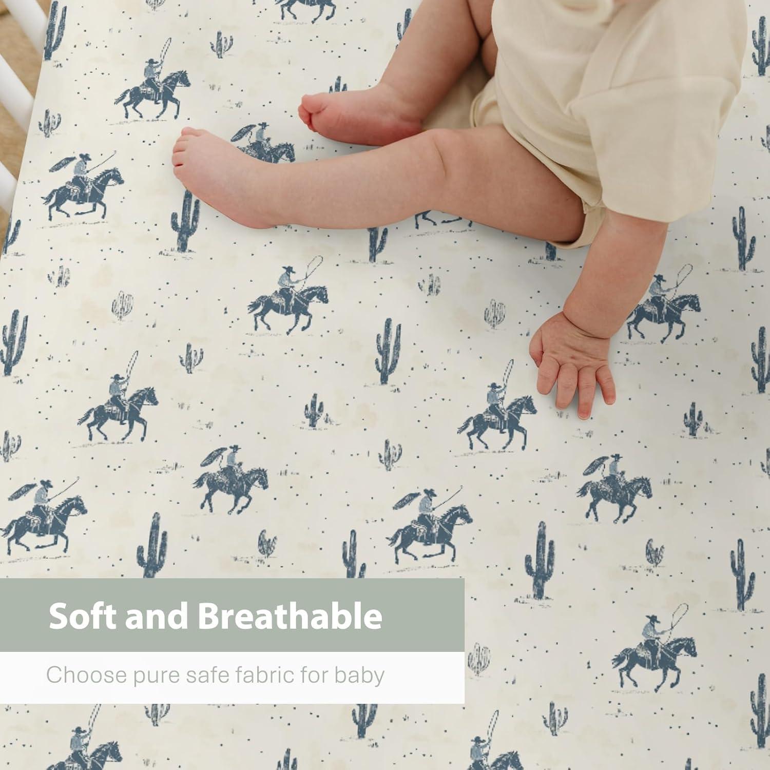 Sábanas de Cuna ZoUbqchY 132x71cm Suaves con Estampado Cowboy