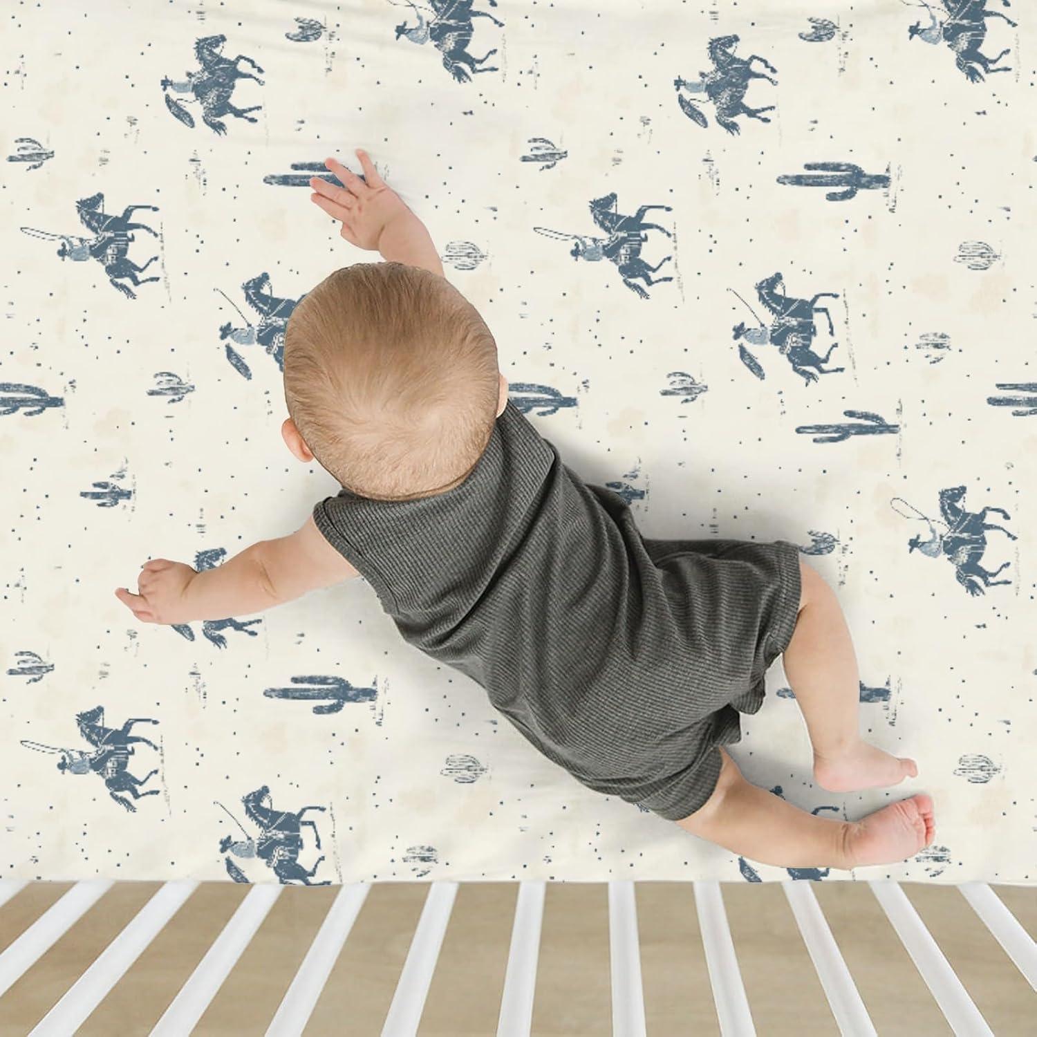 Sábanas de Cuna ZoUbqchY 132x71cm Suaves con Estampado Cowboy