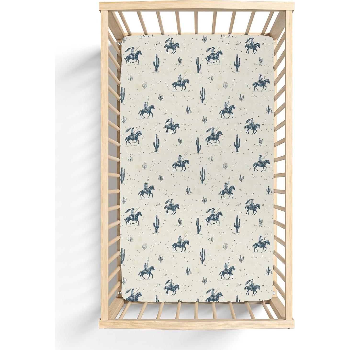 Sábanas de Cuna ZoUbqchY 132x71cm Suaves con Estampado Cowboy