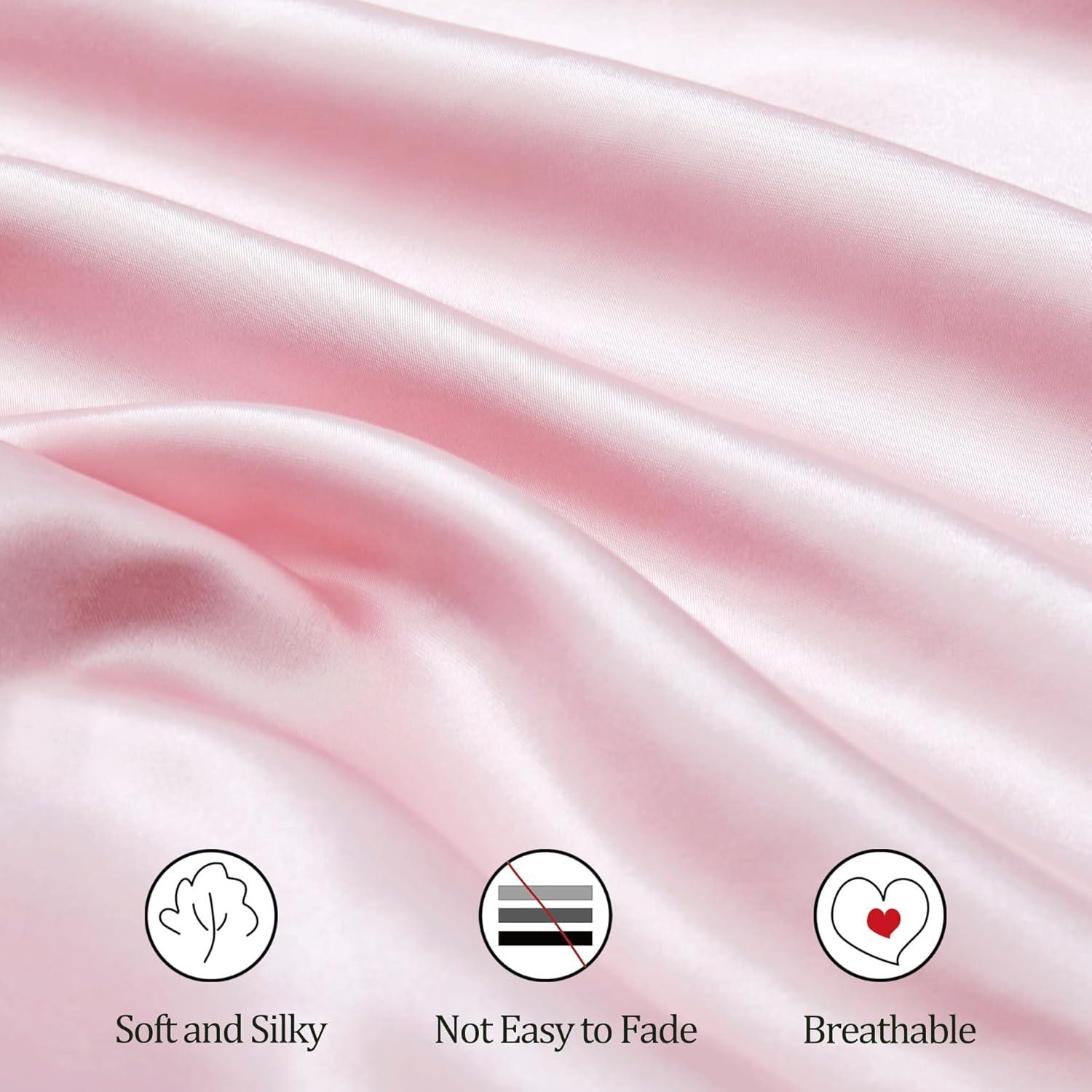 Sábanas de Cuna de Satén Ersmak - 2 Piezas Rosa 71x132 cm