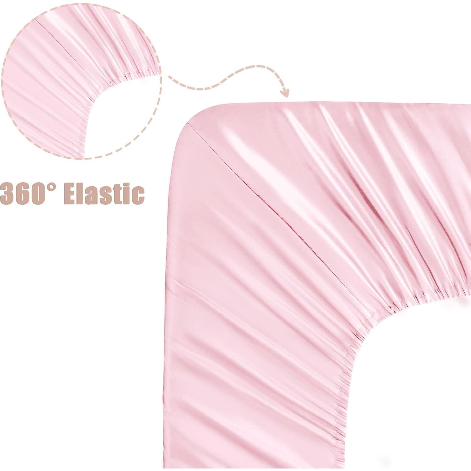 Sábanas de Cuna de Satén Ersmak - 2 Piezas Rosa 71x132 cm