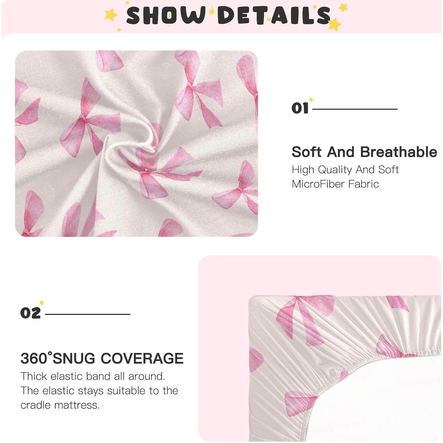 Sábana Ajustable Burbuja Lazo Rosa 71 x 132 cm para Cuna