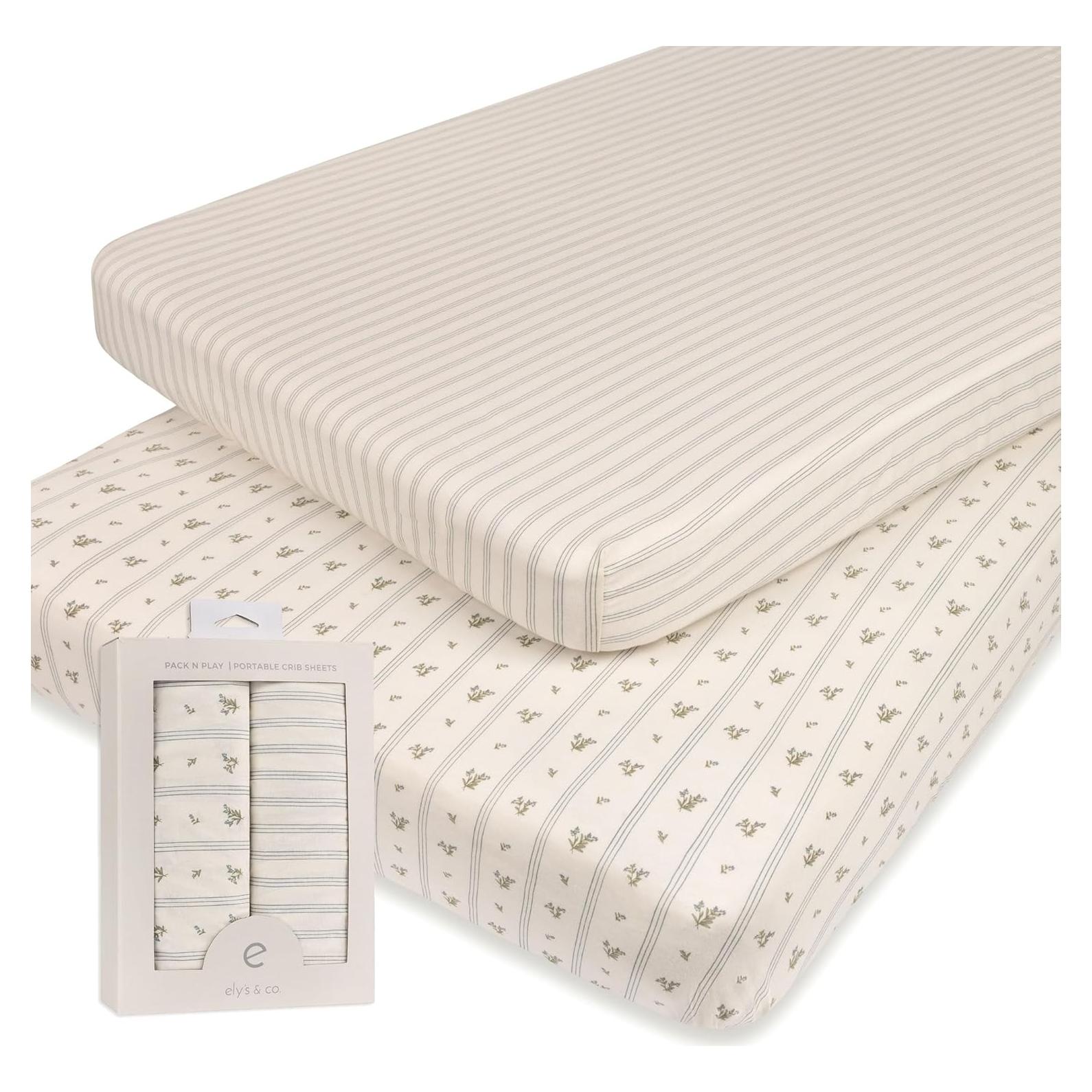 Juego de 2 Sábanas Ajustadas Ely's & Co. para Cuna Mini 96.5x61cm