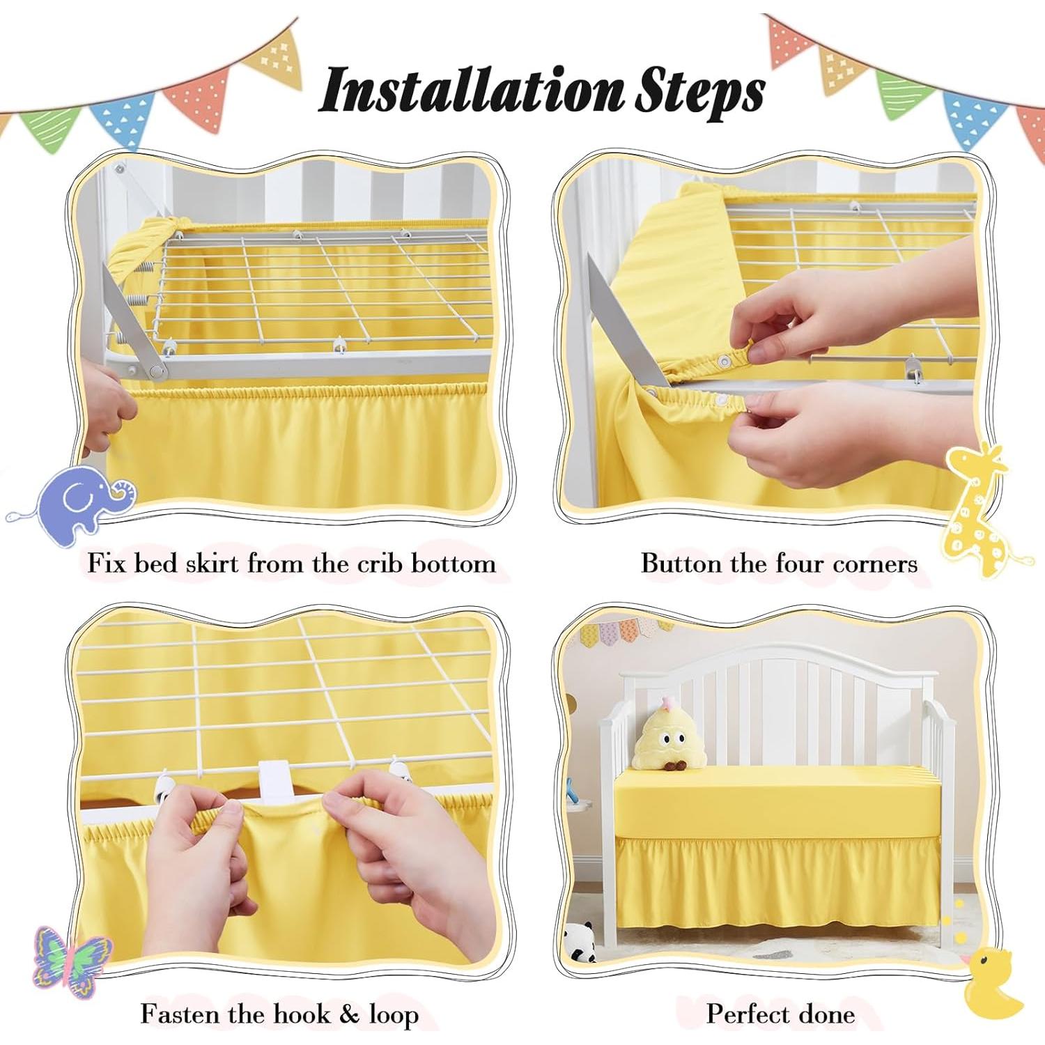 Conjunto Funda y Falda de Cuna Horbaunal Amarillo 132x71 cm