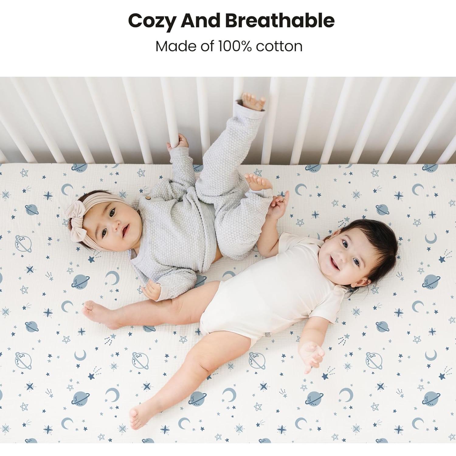 Sábanas de Muselina Konssy para Cuna Estándar 2 Piezas 71x132 cm