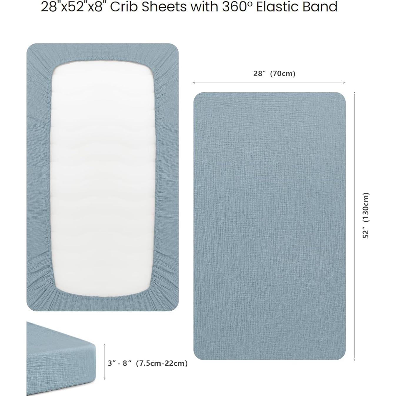 Sábanas de Muselina Konssy para Cuna Estándar 2 Piezas 71x132 cm