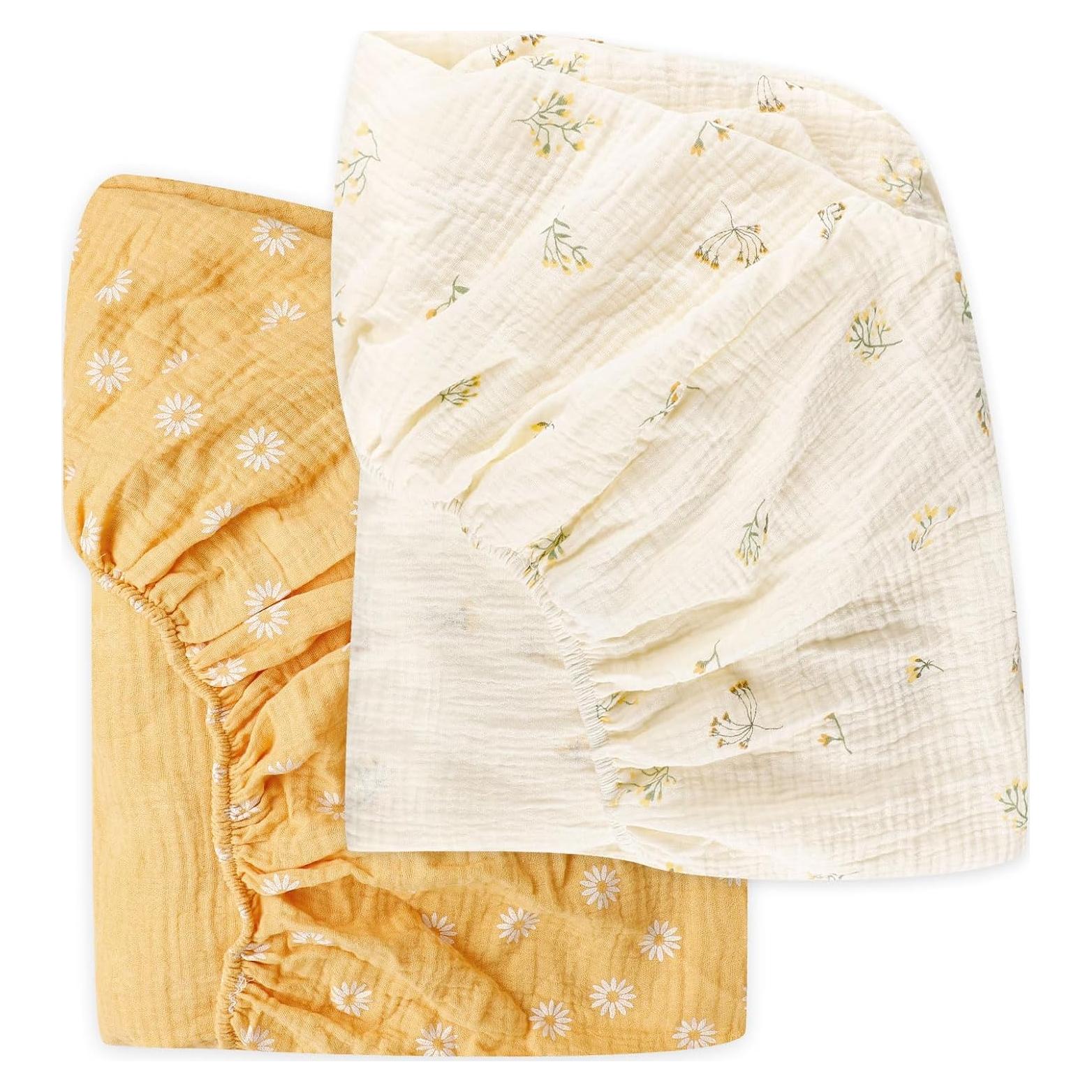 Sábanas de Muselina HNHUAMING para Cuna Estándar 2 Piezas