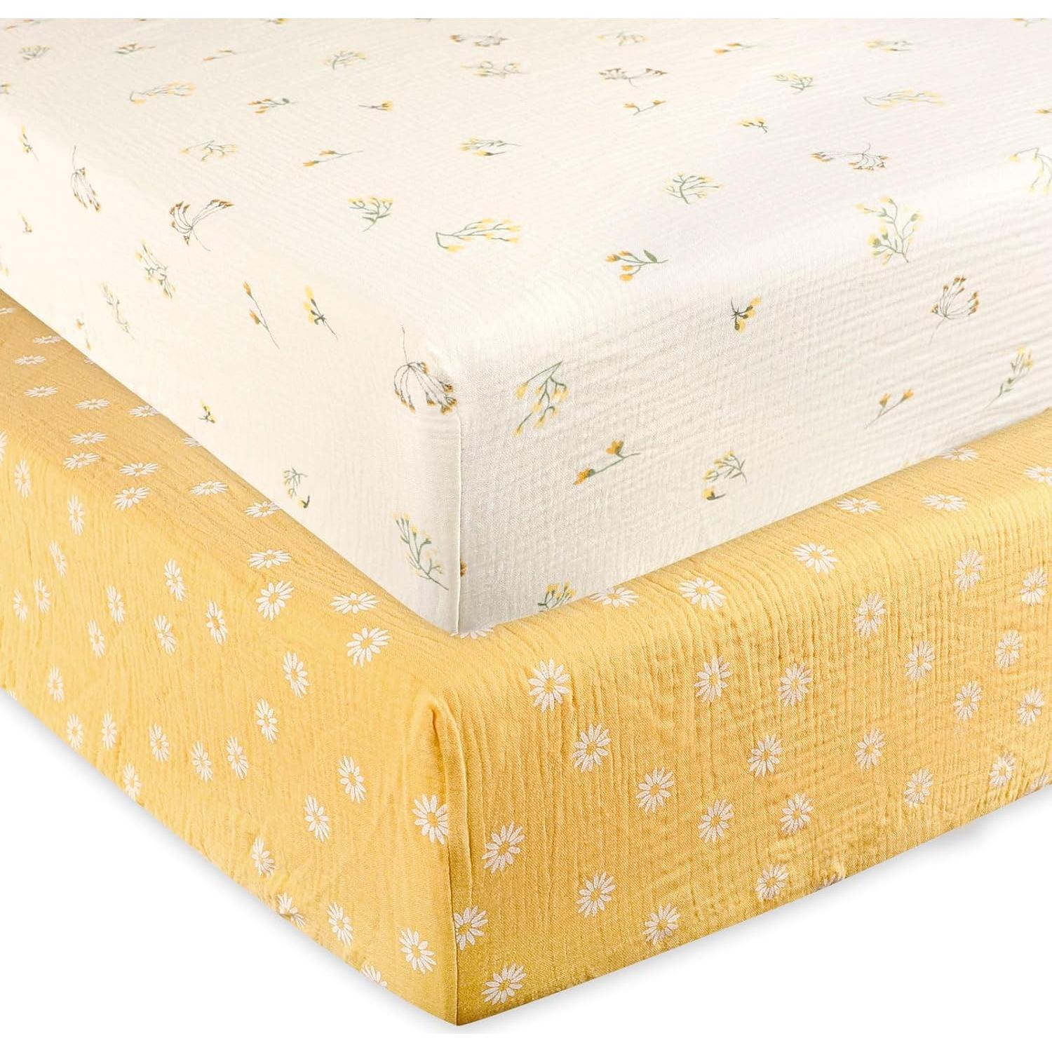 Sábanas de Muselina HNHUAMING para Cuna Estándar 2 Piezas