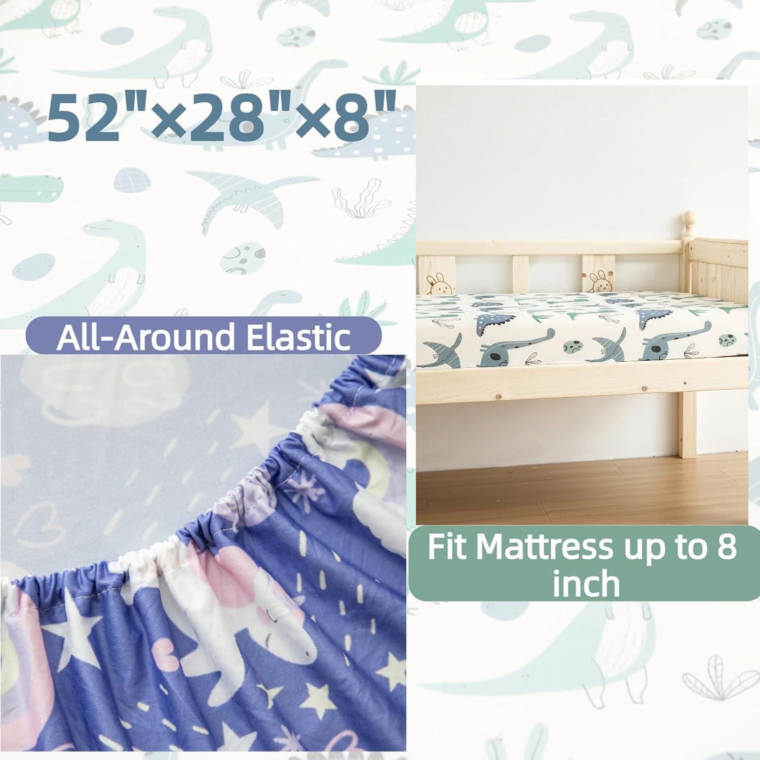 Paquete de 2 Sábanas de Cuna SDIII Unicornio y Dinosaurio 132x71 cm