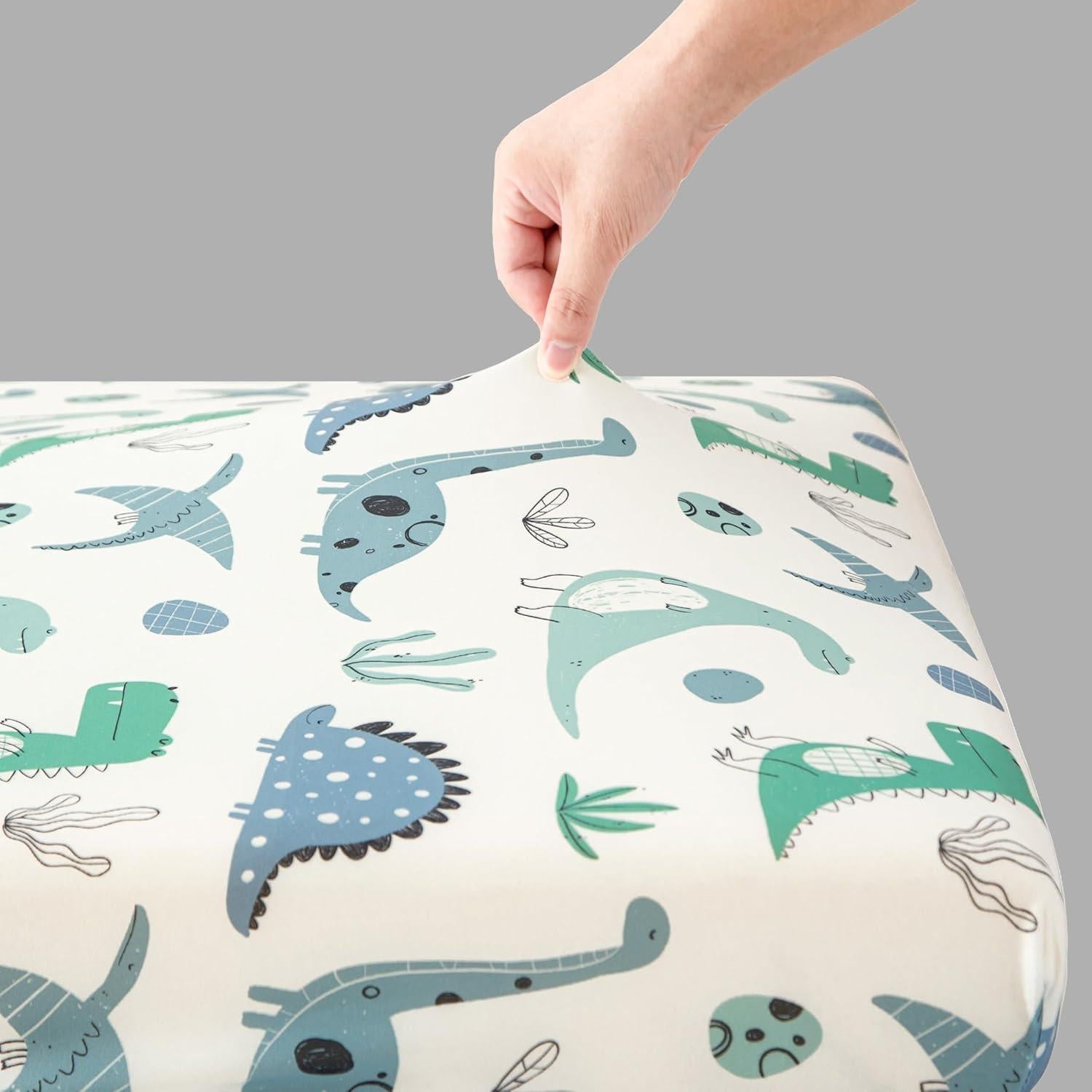 Paquete de 2 Sábanas de Cuna SDIII Unicornio y Dinosaurio 132x71 cm