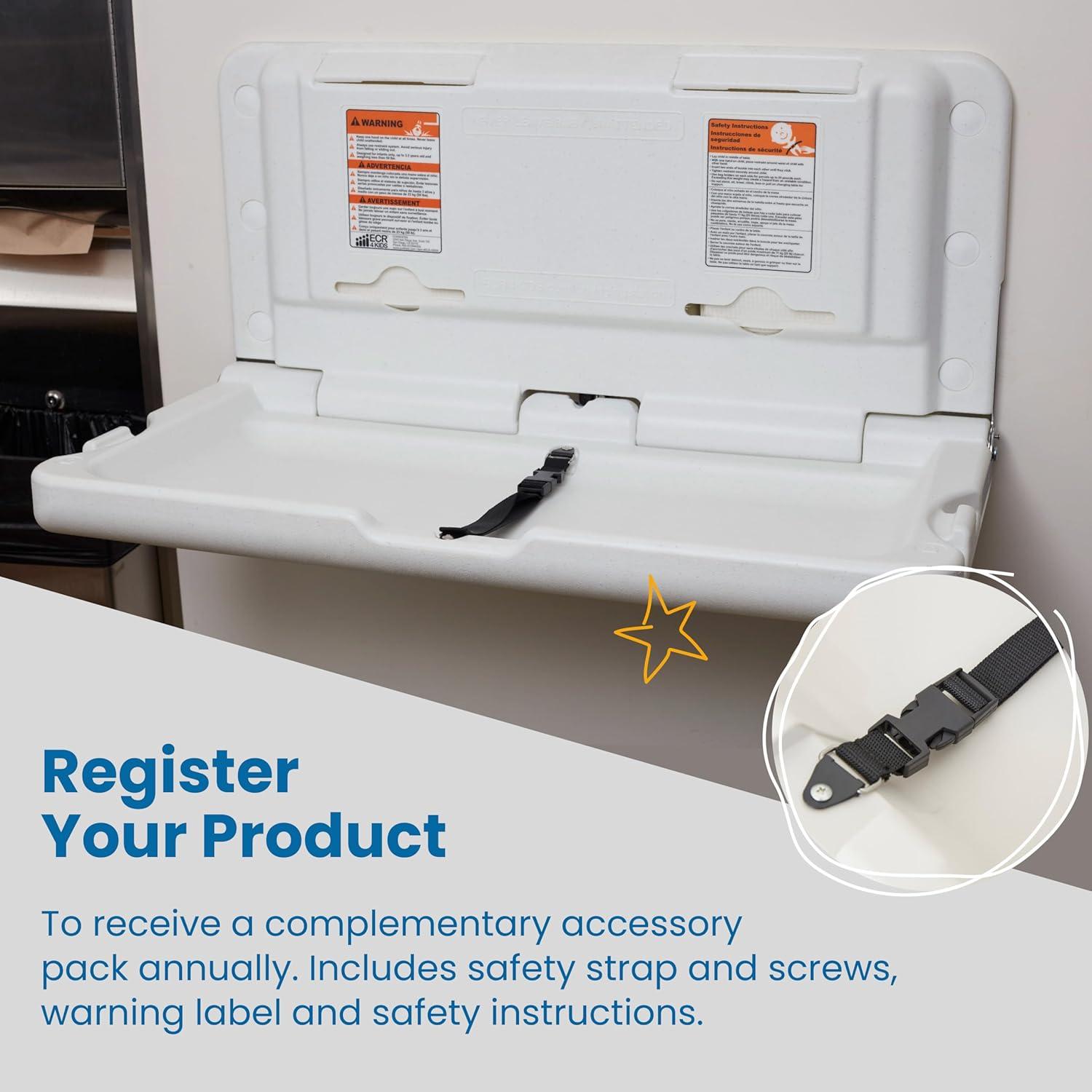 Cambiador de Bebés ECR4Kids Montado en Pared Granito Blanco