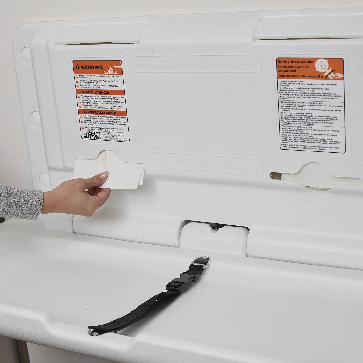 Cambiador de Bebés ECR4Kids Montado en Pared Granito Blanco