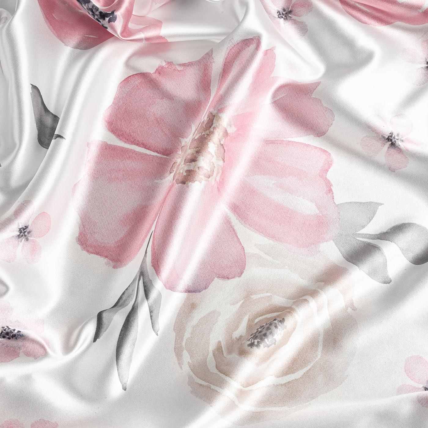 Hoja de Cuna Ajustada de Satén Sweet Jojo Rosa y Gris Floral