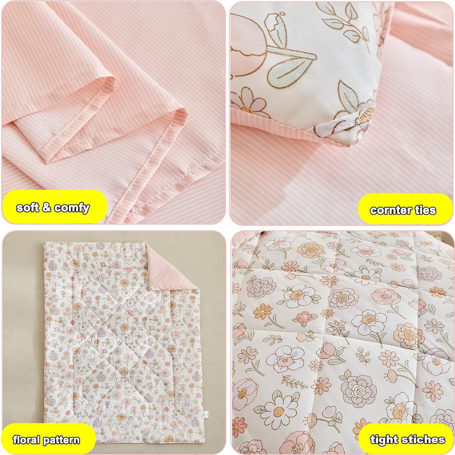 Conjunto de Edredón Floral DuShow 4 Piezas Microfibra Rosa