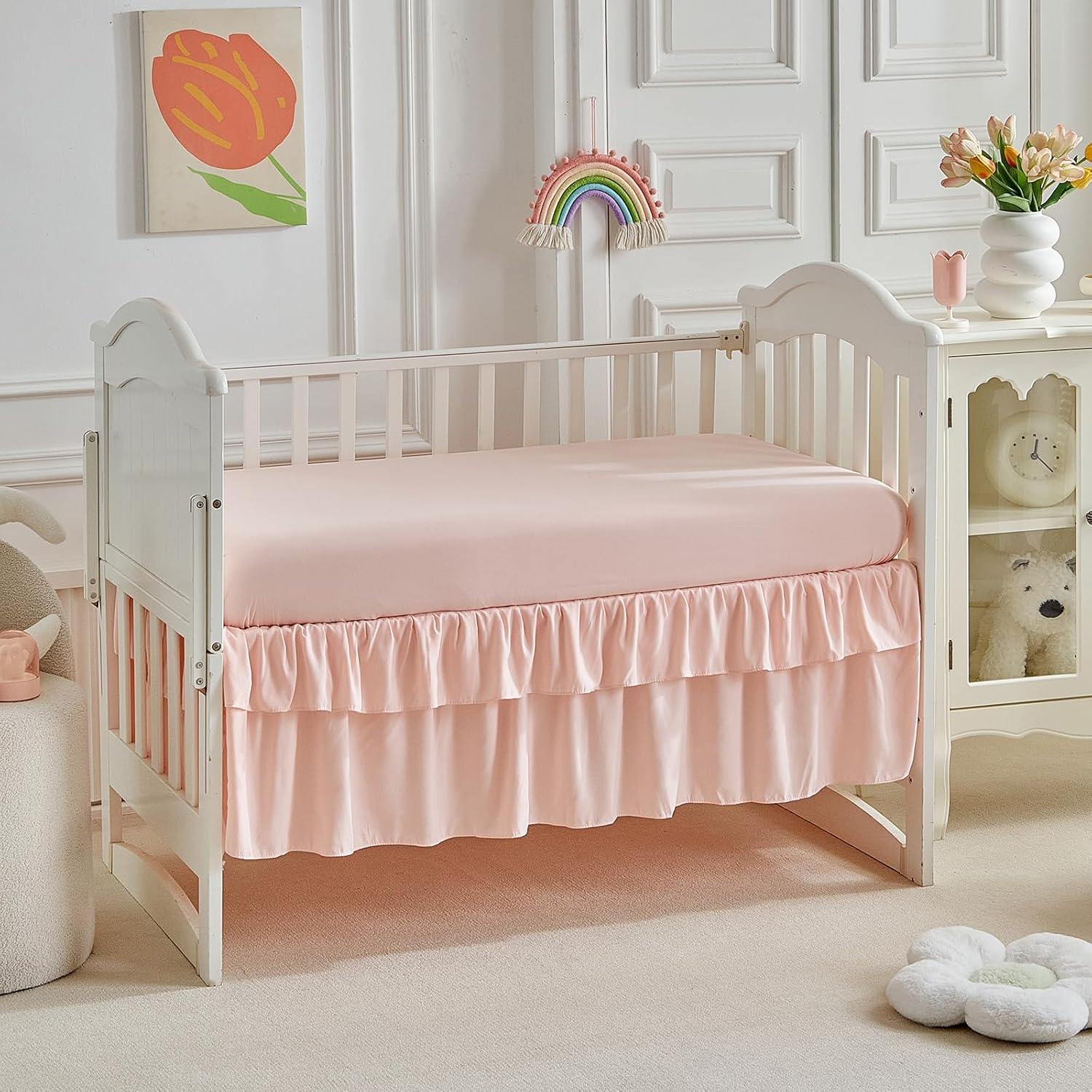 Juego de Ropa de Cuna 3 Piezas UOZZI Boho Rosa-Blanco