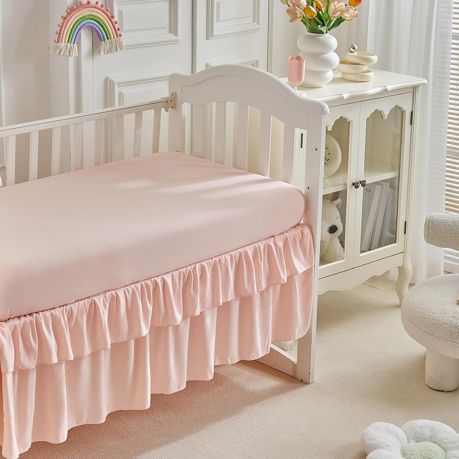 Juego de Ropa de Cuna 3 Piezas UOZZI Boho Rosa-Blanco