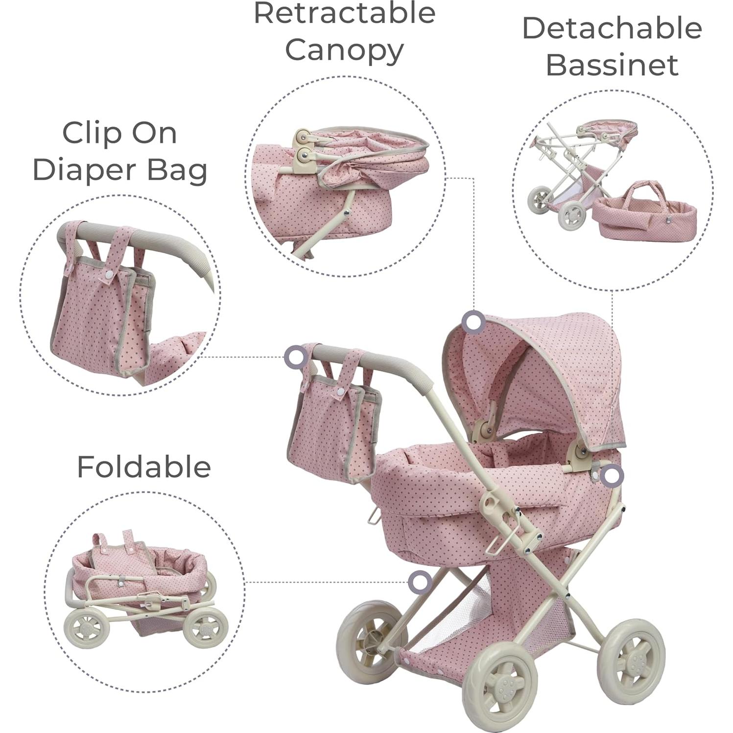 Carrito de Muñeca Deluxe Olivia's Little World Rosa y Gris