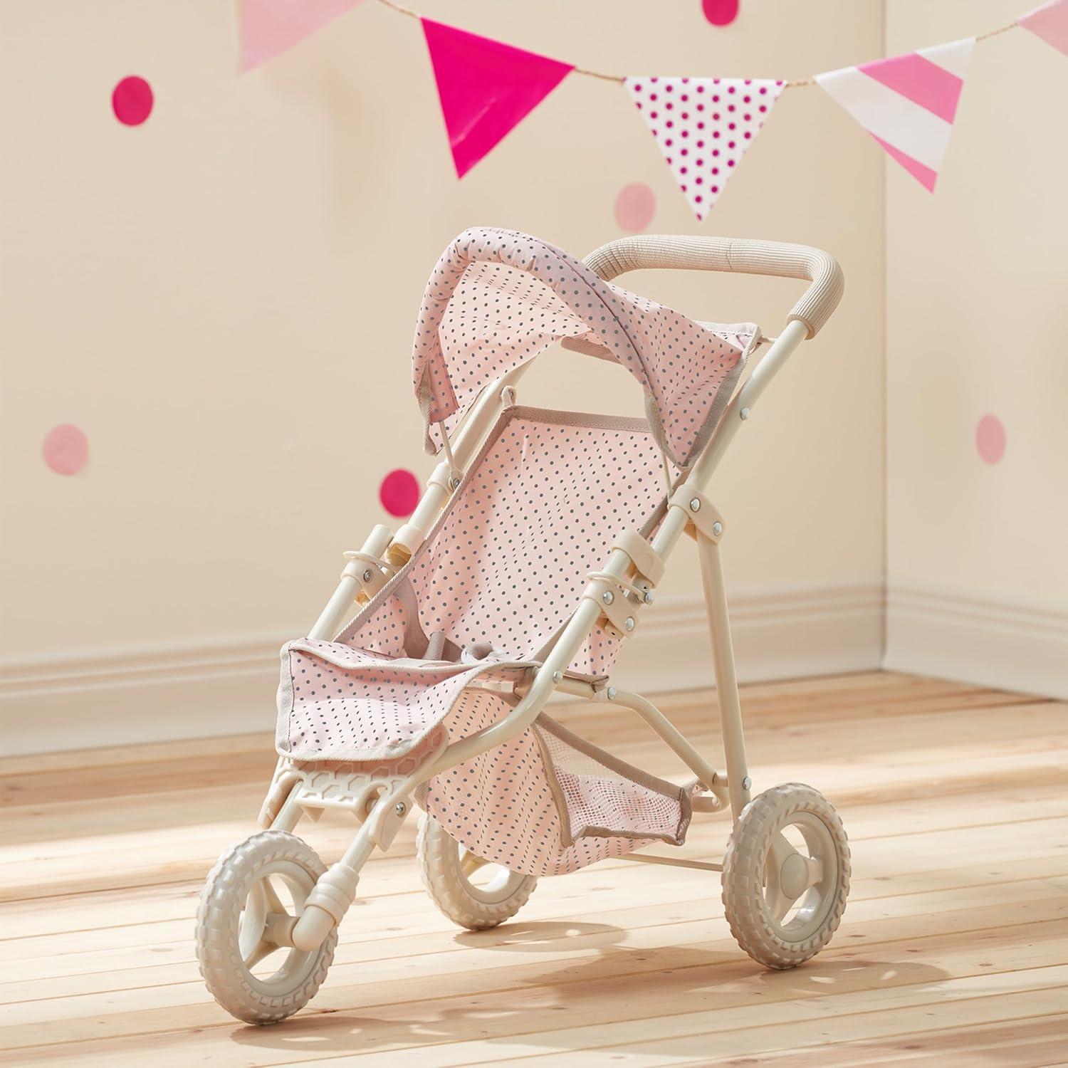 Carrito de Muñecas Jogging Olivia's Little World Rosa y Crema