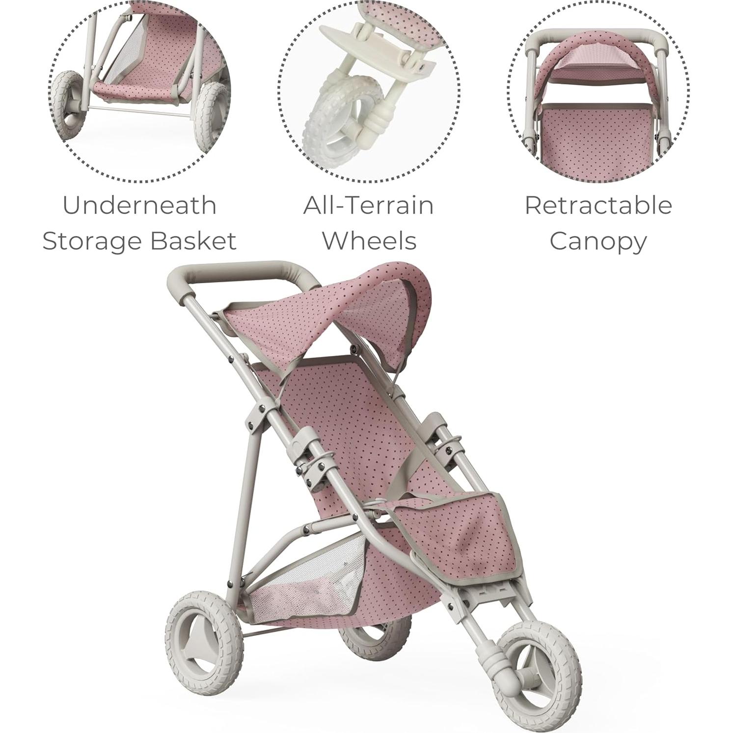 Carrito de Muñecas Jogging Olivia's Little World Rosa y Crema