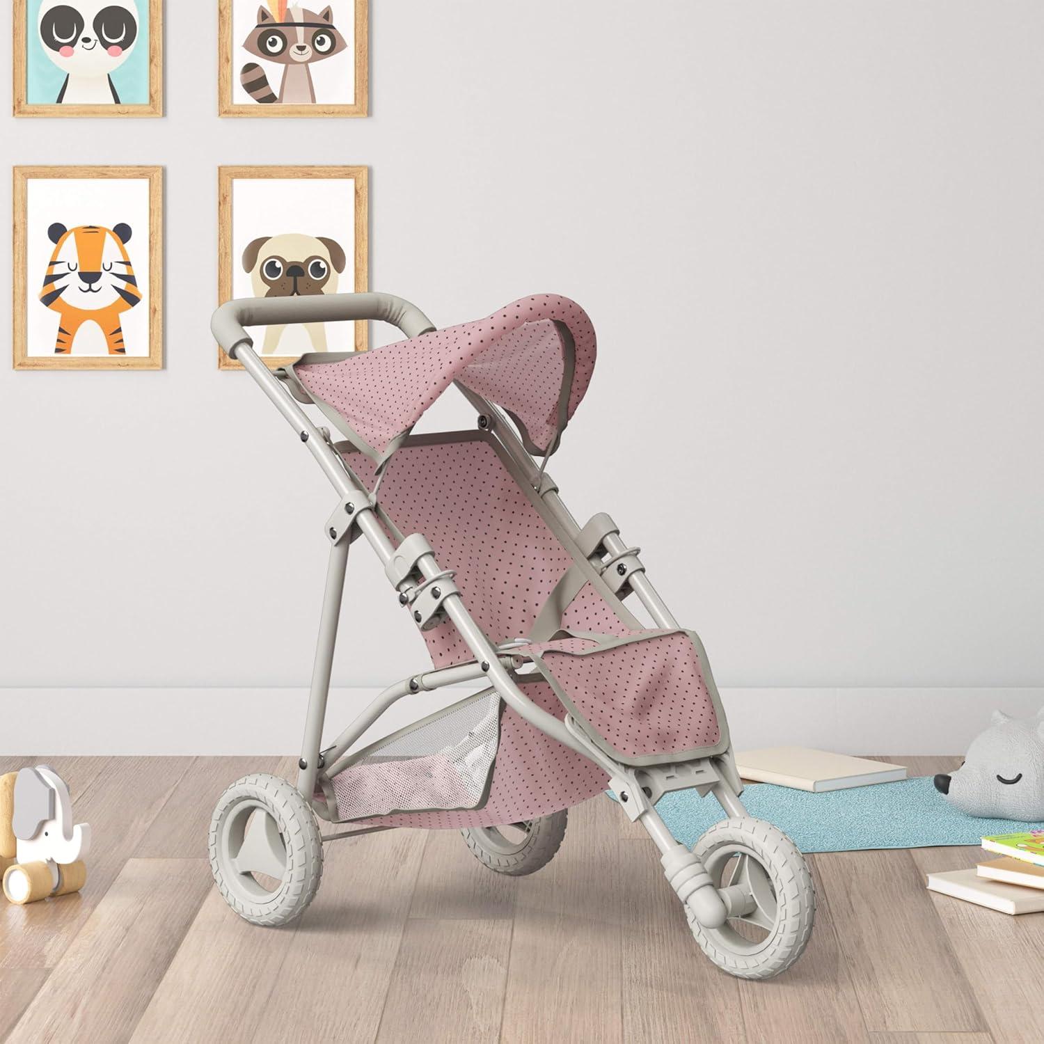 Carrito de Muñecas Jogging Olivia's Little World Rosa y Crema