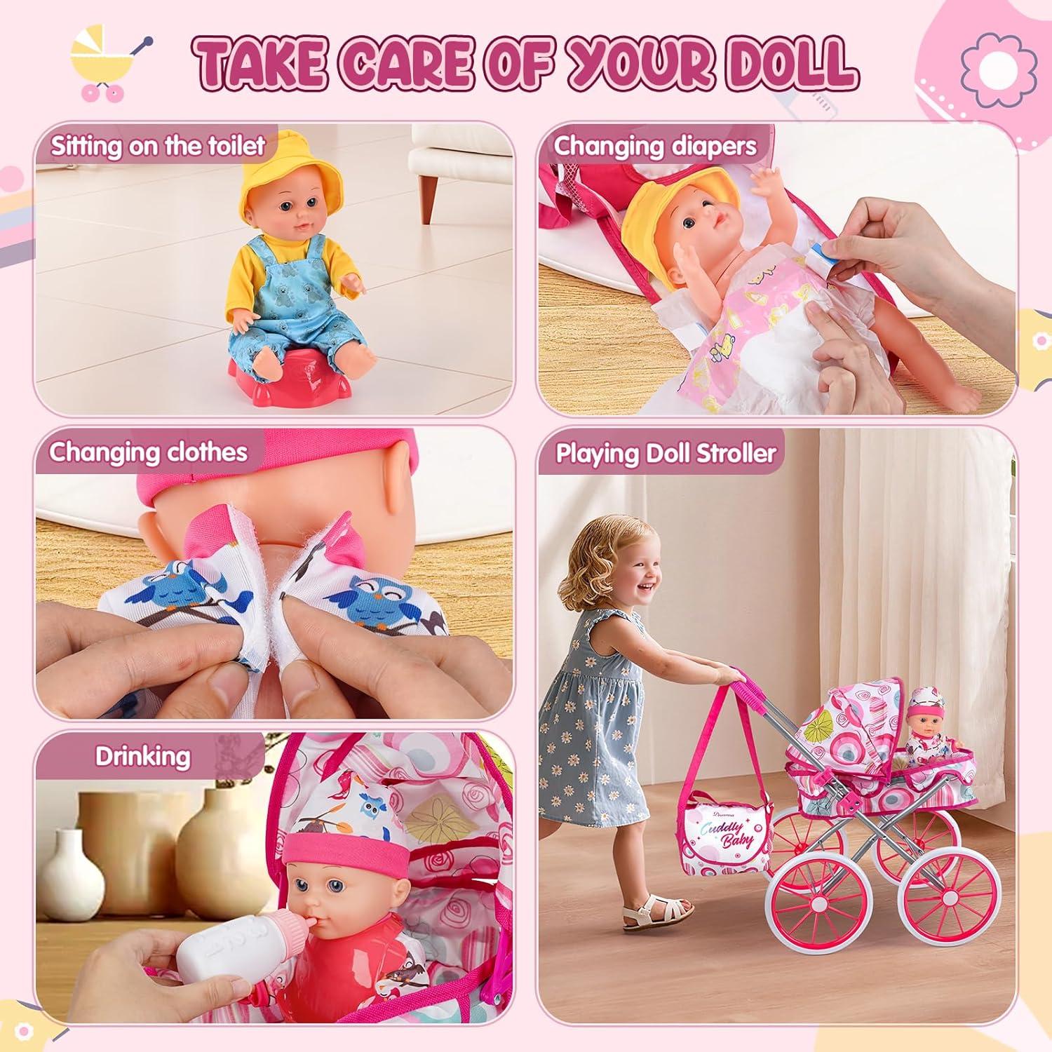 Juego de Carrito de Muñeca Dreamon con Muñeca 31.75 cm