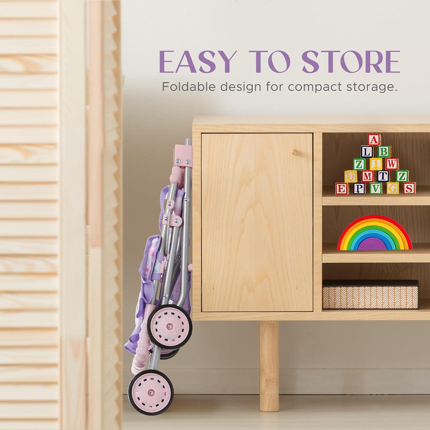 Carrito de Muñeca Plegable Dolls To Play con Capota y Canasta