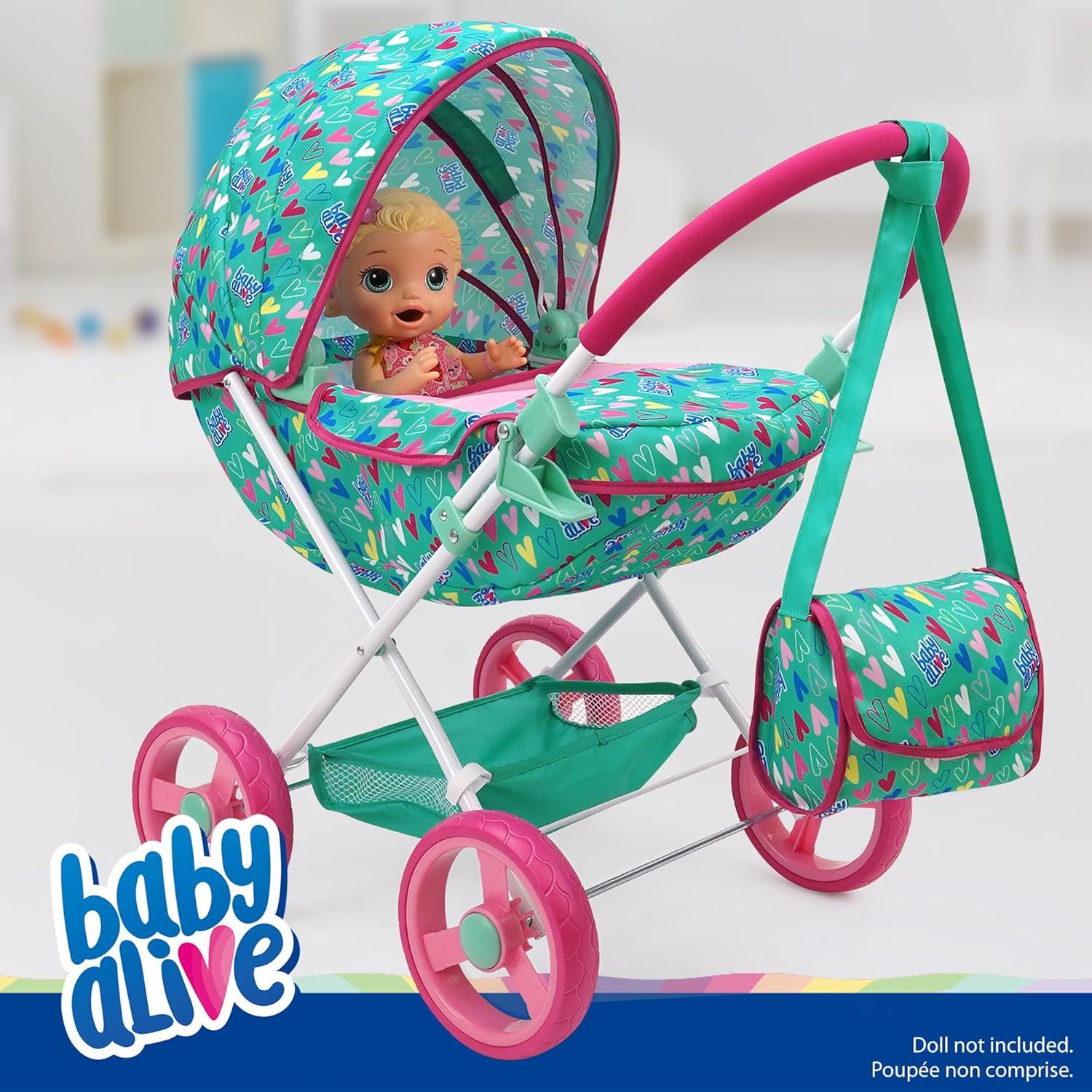 Carrito Deluxe para Muñecas Baby Alive - Verde y Rosa - 46 cm