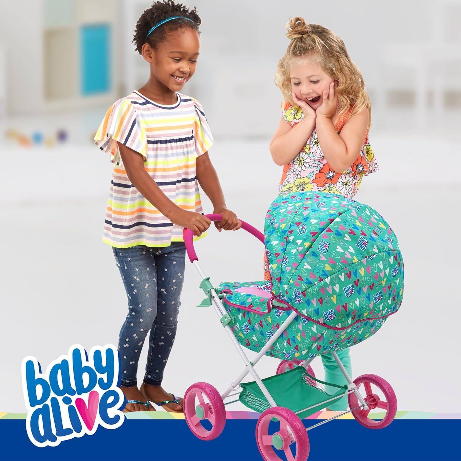 Carrito Deluxe para Muñecas Baby Alive - Verde y Rosa - 46 cm