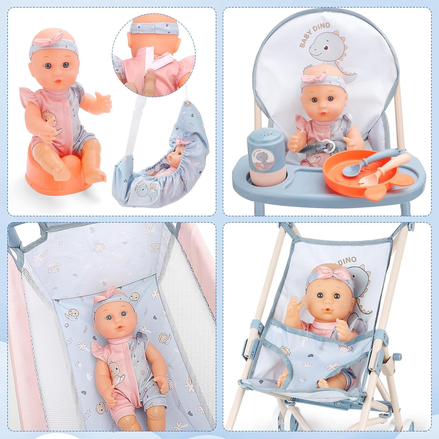 Conjunto de Cochecito de Muñeca deAO 30 cm con Accesorios
