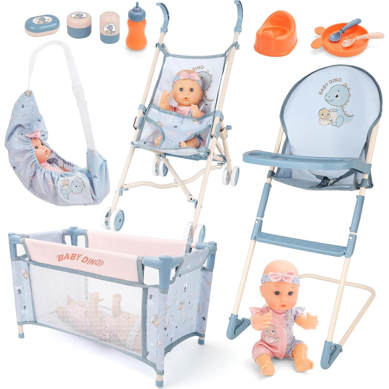 Conjunto de Cochecito de Muñeca deAO 30 cm con Accesorios