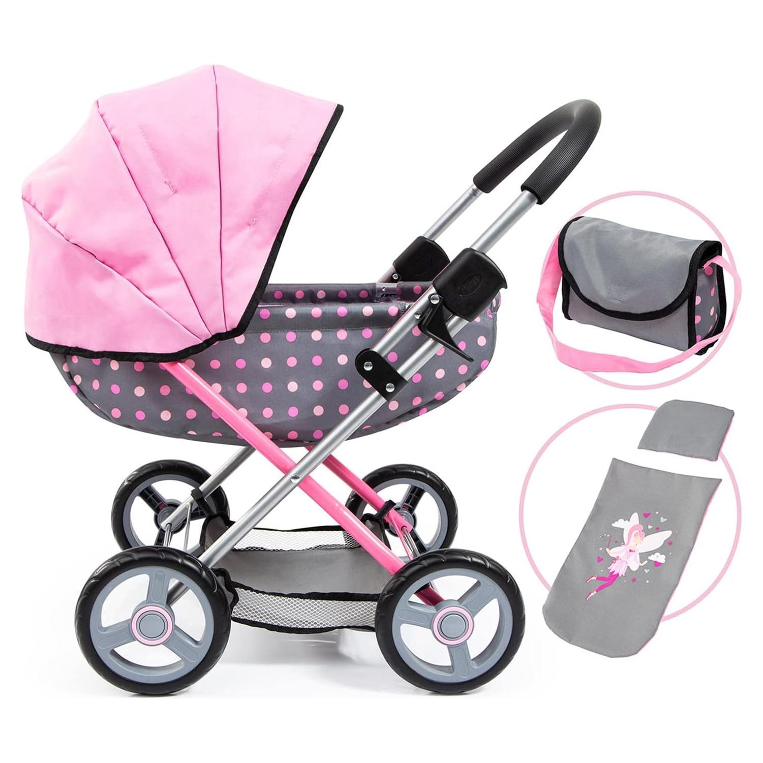 Pram para Muñecas Bayer Design Fairy Poka Dot Gris Rosa 46 cm