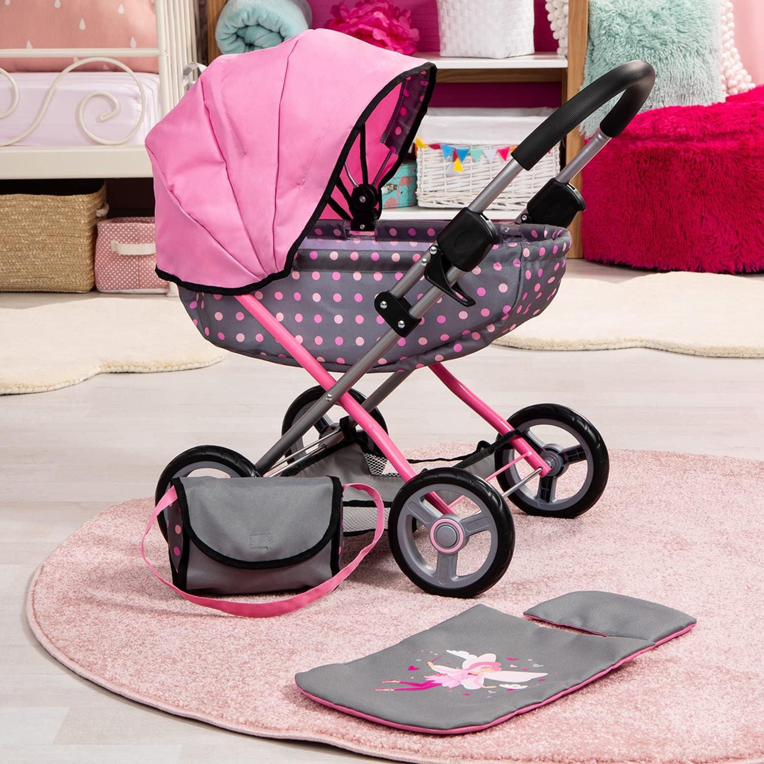 Pram para Muñecas Bayer Design Fairy Poka Dot Gris Rosa 46 cm