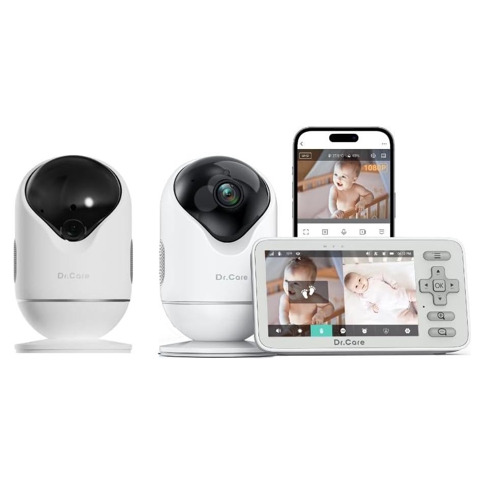 Monitor de Bebé WiFi Dr.Care SBM205205 con 2 Cámaras 1080P